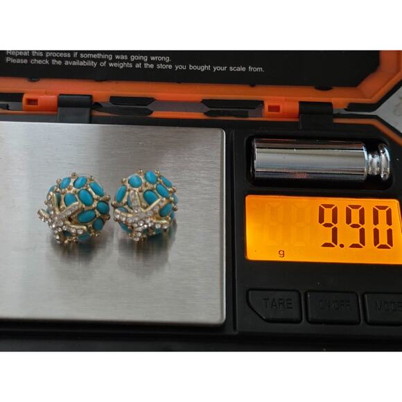 Kenneth Jay Lane Gold-Tone Turquoise & Rhinestone Bracelet & Starfish Earing Set - Picture 4 of 6